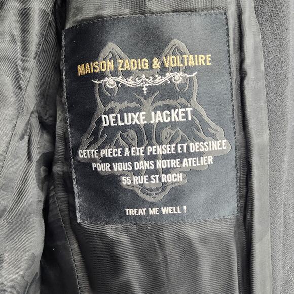 Zadig & Votaire Two Button Notched Collar Black Blazer Jacket Size 48 - Picture 3 of 6